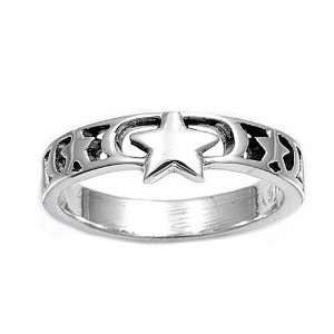  Sterling Silver Stars Baby Ring   Size 1: Jewelry