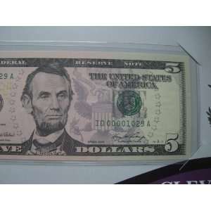 Cleveland ID 00001029 A Series 2006 $5 Single Note Five Uncirculated 
