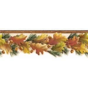  Orange Oak Leaves Acorns Wallpaper Border
