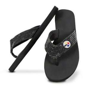   Pittsburgh Steelers Womens Sequin Strap Flip Flops: Sports & Outdoors