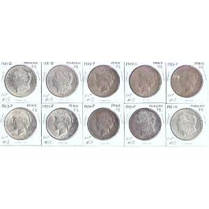   Lot #13   10 Assorted PEACE AND MORGAN SILVER DOLLARS 