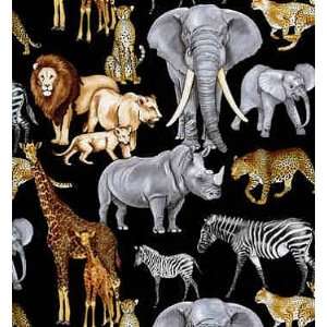  TT5571 Wild Animals on Black by Timeless Treasures Fabrics 