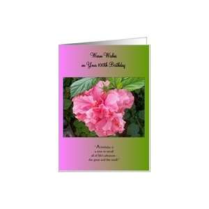  100th Birthday Card   Double Pink Hibiscus Card: Toys 