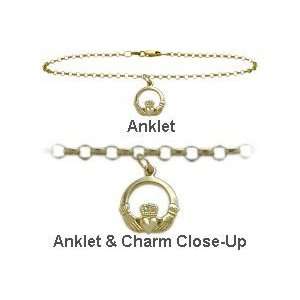  9 Inch 10 K Yellow Gold Celtic Charm Anklet: Jewelry
