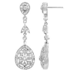  Emitations X02 40323 Lunas Vintage Pear Dangle CZ Earrings 