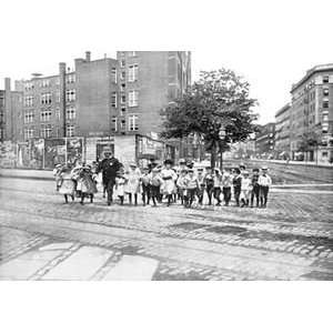 Crossing Guard with Schoolchildren, New York City   12x18 Framed Print 