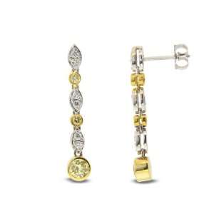 10ct tw Natural Fancy Yellow Diamond Earrings Hand Hinged Dangling 