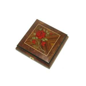  Gorgeous Red Rose Inlayed Sorrento Musical Jewelry Box 36 