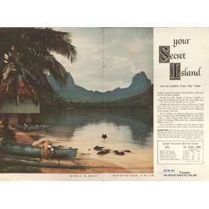 1957 Ad Pan American Your Secret Island 2 pg Vintage Travel Print Ad