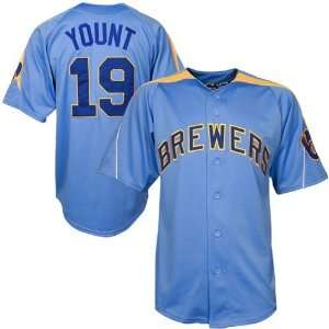 Majestic Milwaukee Brewers #19 Robin Yount Light Blue Laser 