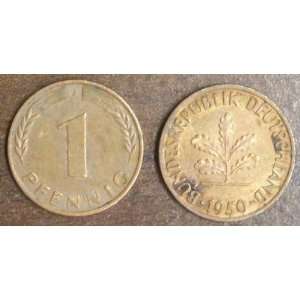  1950J Germany Pfennig Coin (Federal Republic) Everything 
