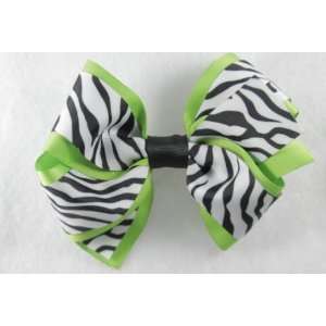  Genuine Lexa Lou Lime Green Zebra Print Hair Bow: Beauty