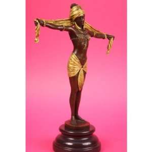  Gilt Bronze Sexy Dancer By D.H Chiparus Figurine Statue 