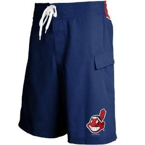  Cleveland Indians Navy Blue Team Logo Boardshorts: Sports 