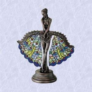  Stained glass statue lamp peacock fan design sculpture 