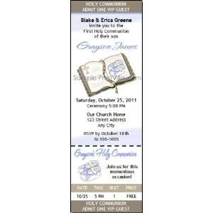  Scripture Blue Holy Communion Ticket Invitation: Health 