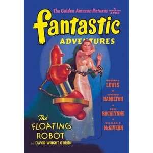 Fantastic Adventures Floating Robot and Woman   12x18 Framed Print in 