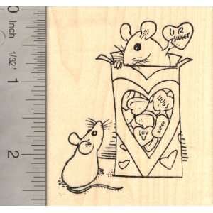  Valentines Day Mice Rubber Stamp, Rat, Mouse Arts 