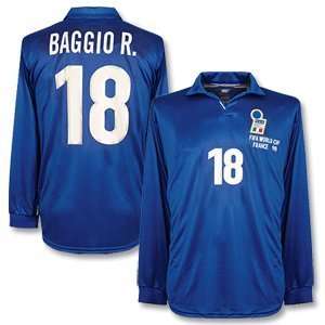  98 99 Italy Home L/S Players Jersey   No Swoosh + Baggio R 