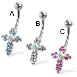  Jeweled cross navel ring Jewelry