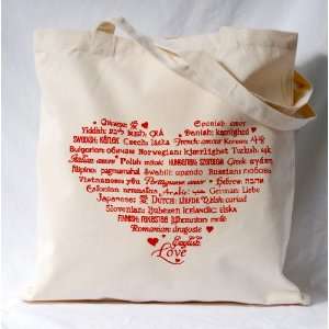  LOVE Languages   Tote Bag   Red on Natural Everything 