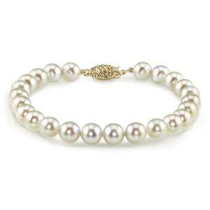  6.0 6.5mm Japanese Akoya White Pearl Bracelet: Jewelry