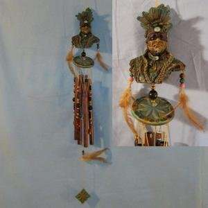  Poly Resin Chime Indian Warrior Wind Chime: Patio, Lawn 