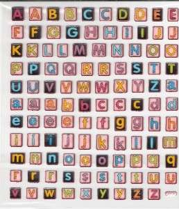 Semi Translucent square pink ABC Letter Stickers  