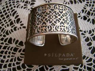 Silpada Sterling Silver Wide Intricate Cuff Bracelet $349 B1697  
