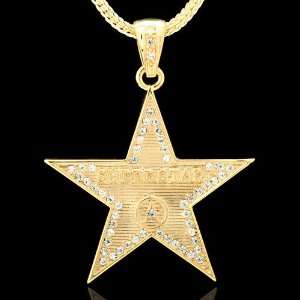    Gold Plated Iced Out SUPERSTAR Hip Hop Star Pendant Jewelry