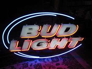 Vintage BUD LIGHT Neon Hanging Metal Sign! Budweiser!  
