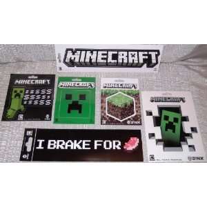  MINECRAFT Set of 5 DECALS & STICKERS Creeper, Logo, & More 