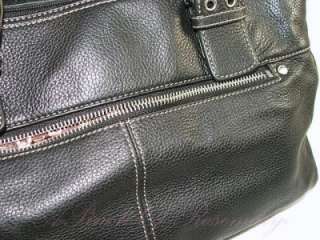 Tignanello Pocket Perfection Swagger Leather Satchel Bag Purse Black 