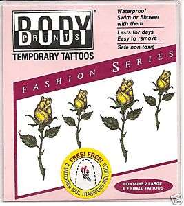 Yellow Rose Temporary Tattoos ~ Body Prints  