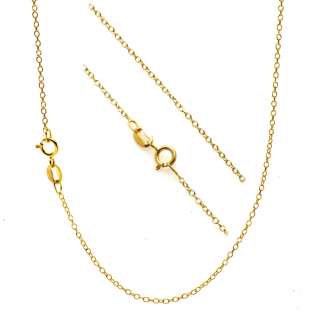 18K Gold over Silver 1mm Thin Cable Chain Necklace  