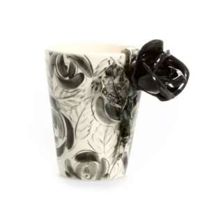  Rose 3D Ceramic Mug   Black: Home & Kitchen