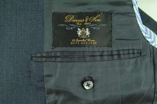 DAVIES & SON* Savile Row Bespoke Navy Weave 2 Btn Suit 46XL  