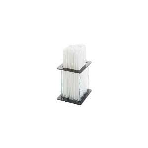 Cal Mil 1228 4   4.75 in Square Straw Holder w/ Faux Glass Body, Black 