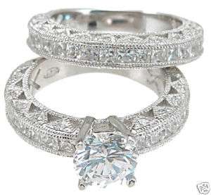 5CT Princess Rd Engagement Wedding Set Ring Antique  