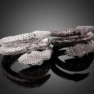 Gray Swarovski Crystal Snake Stretch Bracelet Bangle  