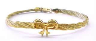 Gold Plate Sterling Silver BOW Accent Bracelet ~ 7 1/2  