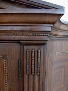 Antique Walnut & Mahogany Inlay 2 Door Cupboard Cabinet  