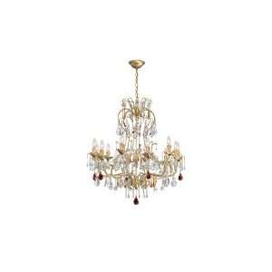   Light 30ö Gold Leaf Chandelier with Clear and Amber Crystals 4722 GL