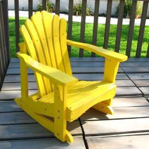   23 Inch Sanibel Kids Adirondack Rocker   Yellow: Patio, Lawn & Garden