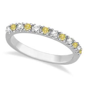  Yellow Canary and White Diamond Stackable Ring Band 14k 