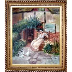  Sitting Rural Girl Portrait Oil Painting, with Exquisite 