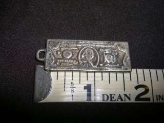 Vintage Etched 100 Dollar Bill Sterling 925 Charm Pendant  