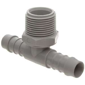 Hose Fitting, Tee Adapter, Gray, 5/32 Hose ID x 1/4 NPT Male x 5/32 