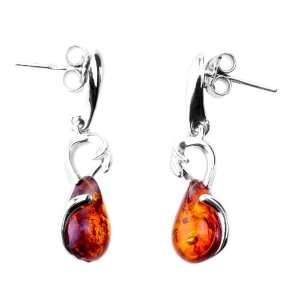  ANYA Sterling Silver with Amber Dangle Earrings Jewelry