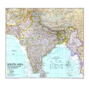 South Asia With Afghanistan And Myanmar Map 1997 Giclee Poster Print 